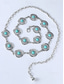 abordables Ceinture pour femme-Ceinture chaîne concho turquoise pour femme – Bijou de taille ajustable style bohème vintage pour robes, festivals et fêtes