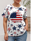 ieftine Tricouri Mărime Plus-Ziua Independenței Americii pentru femei, mărimi mari, topuri, tricou, imprimeu grafic, steag, mânecă scurtă, guler rotund, casual, zilnic, poliester, vară, alb, roșu