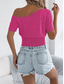 cheap Solid Colors-Women&#039;s Tank Top Solid Color Daily Casual Short Sleeve Cold Shoulder Regular Tops Daily Beach Wear Black White Fuchsia Orange Khaki Summer Spring