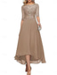 billige Gulvlengde-A-Linje Brudens Mor Klær Formell Bryllupsgjest Elegant Crew Neck Gulvlengde Chiffon Halv Erme med Ensfarget