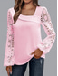 baratos Tops de Renda-Blusas Elegantes de Renda Branca para Mulheres Blusa de Olho Casual Cor Sólida Blusas Regulares Mangas Longas Renda Assimétrica Patchwork Ajuste Regular Roupas Diárias Preto Branco Rosa Românticas