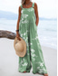 billiga semester jumpsuit-Dam Jumpsuits Aktiv Blommig Ärmlös Brett skaft Semester Gata Lös passning Rodnande Rosa Blå Purpur Sommar