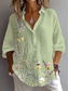cheap Floral Tops-Women&#039;s Shirt Long Sleeve Button Down Blouse Blouse Floral Graphic Leaf Vintage Daily Stylish Shirt Collar Regular Tops Daily Holiday Going out Buttons Grass Green Light Green Light Blue Summer
