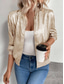 economico giacche casual-Per donna Giacca Casual Antivento Caldo Cerniera Casual Tinta unica Casuale Regolare Collo alla coreana Vestibilità regolare Manica Lunga Capispalla Champagne Autunno
