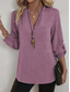 cheap Shirts-Women&#039;s Cotton Linen Shirts Solid Color Stylish Casual Long Sleeve V Neck Regular Tops Daily Buttons Blue Purple Green Khaki Beige Summer Spring