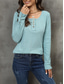 cheap Plain Tops-Women&#039;s Blouse Solid Color Stylish Casual Long Sleeve Scoop Neck Regular Tops Daily Buttons Black White Pink Wine Blue Summer Spring Fall