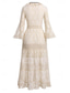 cheap Boho Dress-Women&#039;s Maxi Dress Sundress A Line Dress Vacation Party Birthday Party Going out Beach Solid Color 3/4 Length Sleeve V Neck White Apricot