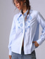cheap Stripe&amp;Geometric Tops-Women&#039;s Shirt Button Down Blouse Floral Striped Elegant Bohemia Vintage Long Sleeve Shirt Button Down Blouse Collar Regular Tops Work Daily Holiday Embroidered 1# Original light blue-BLUE