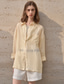 cheap Shirts-Women&#039;s 100% Ramie Shirt Solid Color Elegant Vintage Daily Long Sleeve Shirt Collar Regular Tops Work Daily Holiday Big white Apricot Summer Spring Fall