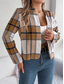 cheap Print Coats-Women&#039;s Casual Jacket Comfortable Breathable Print Casual Plaid Vacation Street Daily Wear Going out Open Front Short Stand Collar Regular Fit Long Sleeve Outerwear Navy Red Green Summer Spring