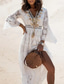 cheap Boho Dress-Women&#039;s Maxi Dress Sundress A Line Dress Vacation Party Birthday Party Going out Beach Solid Color 3/4 Length Sleeve V Neck White Apricot
