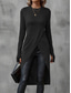 cheap Plain Dress-Women&#039;s Midi Dress Sheath Dress Wrap Dress Casual Daily Slim Plain Long Sleeve Crew Neck Black Brown Summer Spring Fall