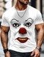 cheap 3D T shirts-Halloween Men&#039;s 3D Clown T Shirt Short Sleeve T shirt 3D Print Crew Neck Shirt Exaggerated Designer Party Street Casual Black White Red Summer Spring All Seasons Clothing Apparel S M L XL XXL XXXL