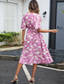 cheap Floral Dress-Women&#039;s Midi Dress A Line Dress Vacation Boho Beach Flare Cuff Sleeve Party Going out Beach Loose Fit Floral Graphic Short Sleeve V Neck Light Purple Summer Spring