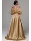billiga Ballgowns för kvällsbruk-A-linje Åtsmitande Golvlång Pärlbroderad Formell klädsel Klänning för brudens mor Kvälls klänningar Balklänning med överkjol Formell klädsel Elegant Färgblock Hög split Långärmad Över axeln Bröllop
