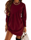 cheap Plain Dress-Women&#039;s Mini Dress T Shirt Dress Tee Dress Casual Daily Regular Fit Plain Long Sleeve Crew Neck Pink Wine Dark Green Brown Summer Fall