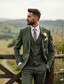 cheap Wedding Suits-Men&#039;s Wedding Business Suits Black Sage Fashion Formal Solid Colored Standard Fit 3 Piece Single Breasted Two-buttons