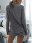 cheap Women’s Short Sets-Women&#039;s Fashion Streetwear Daily Shorts Sets Long Sleeve Crew Neck Plain Drawstring Casual Daily Black Pink Royal Blue Summer Loose Fit