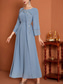 billige Semi-formell / Cocktail-A-linje Gulvlengde Kjole til brudens mor Langermet V-hals Elegant Chiffon med Belte / bånd Krystalldetaljer