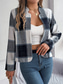 cheap Print Coats-Women&#039;s Casual Jacket Comfortable Breathable Print Casual Plaid Vacation Street Daily Wear Going out Open Front Short Stand Collar Regular Fit Long Sleeve Outerwear Navy Red Green Summer Spring