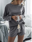 cheap Women’s Short Sets-Women&#039;s Fashion Streetwear Daily Shorts Sets Long Sleeve Crew Neck Plain Drawstring Casual Daily Black Pink Royal Blue Summer Loose Fit