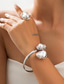 ieftine Colier de damă-Colier tip choker gros din aur pentru femei, brățară, inel cu perlă barocă - bijuterii îndrăznețe pentru nunți, gale și petreceri de seară