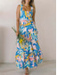 cheap Floral Dress-Women&#039;s Maxi Dress A Line Dress Slip Dress Vacation Casual Boho Outdoor Going out Regular Fit Floral Sleeveless Halter Neck White Yellow Blue Orange Summer Spring