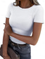 cheap Plain tee-Women&#039;s Summer Tops Solid Color Stylish Basic Casual Short Sleeve Crew Neck Regular Tops Daily White Pink Blue Gray Summer Spring