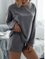 cheap Women’s Short Sets-Women&#039;s Fashion Streetwear Daily Shorts Sets Long Sleeve Crew Neck Plain Drawstring Casual Daily Black Pink Royal Blue Summer Loose Fit