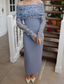 cheap Cocktail Dresses-Blue Sheath / Column Cocktail Dresses Detachable Cape Stretch Crepe Elegant Dress Formal Wedding Tea Length Sleeveless Off Shoulder  with Floral Beading Lace