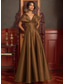 cheap Evening Dresses-A-Line Evening Gown Elegant Dress Formal Wedding Floor Length Off Shoulder V Neck Stretch Satin with Pocket 2025