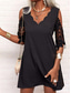 cheap Mini Black Dress-Women&#039;s Mini Dress Summer Dress Casual Daily Regular Fit Plain Half Sleeve V Neck Black Summer Spring Fall