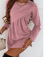cheap Plain Dress-Women&#039;s Mini Dress T Shirt Dress Tee Dress Casual Daily Regular Fit Plain Long Sleeve Crew Neck Pink Wine Dark Green Brown Summer Fall