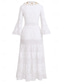 cheap Boho Dress-Women&#039;s Maxi Dress Sundress A Line Dress Vacation Party Birthday Party Going out Beach Solid Color 3/4 Length Sleeve V Neck White Apricot