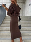 cheap Plain Dress-Women&#039;s Dress Set Sheath Dress Casual Plain Ruched Midi Dress Long Sleeve Hooded Outdoor Daily Black Camel Coffee Summer Spring Regular Fit