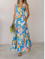 cheap Floral Dress-Women&#039;s Maxi Dress A Line Dress Slip Dress Vacation Casual Boho Outdoor Going out Regular Fit Floral Sleeveless Halter Neck White Yellow Blue Orange Summer Spring