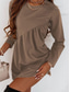 cheap Plain Dress-Women&#039;s Mini Dress T Shirt Dress Tee Dress Casual Daily Regular Fit Plain Long Sleeve Crew Neck Pink Wine Dark Green Brown Summer Fall