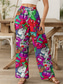 cheap Wide Leg &amp; High Waisted-Women&#039;s Wide Leg Chinos Baggy Pants Vacation Vintage Fashion Full Length High Waist Graphic Animal Cat Printing Soft Breathable Micro-elastic Formal Outdoor Vacation Yellow Red Blue Purple Summer