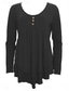 preiswerte Einfarbiges T-Shirt-Damen Bluse Peplum Einfarbig Stylisch Casual Lange Ärmel Rundhalsausschnitt Reguläre Tops Daily Rüsche Knöpfe Schwarz Weiß Hellgrün Himmelblau Orange Sommer Frühling Herbst