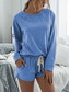 cheap Women’s Short Sets-Women&#039;s Fashion Streetwear Daily Shorts Sets Long Sleeve Crew Neck Plain Drawstring Casual Daily Black Pink Royal Blue Summer Loose Fit