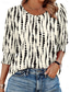 cheap Women&#039;s Graphic Tops-Women&#039;s Blouse Graphic Geometric Abstract Tropical Stylish Casual Long Sleeve Crew Neck Regular Tops Daily Print Black White Yellow Orange Green Summer Spring Fall