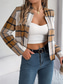 cheap Print Coats-Women&#039;s Casual Jacket Comfortable Breathable Print Casual Plaid Vacation Street Daily Wear Going out Open Front Short Stand Collar Regular Fit Long Sleeve Outerwear Navy Red Green Summer Spring