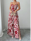 cheap Vacation Jumpsuit-Women&#039;s Normal Jumpsuit Elegant Floral Sleeveless Wide Leg V Neck High Waist Print Vacation Daily Regular Fit Black Red Navy Blue Summer