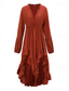ieftine Rochie boho vestică-Pentru femei Rochii Midi Rochie Boho Rochie occidentală Modă Modern În aer liber Vacanță Concediu Fit regulat Simplu Manșon Lung În V Portocaliu Vară