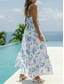 cheap Floral Dress-Women&#039;s Maxi Dress A Line Dress Slip Dress Vacation Casual Boho Outdoor Going out Regular Fit Floral Sleeveless Halter Neck White Yellow Blue Orange Summer Spring