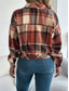 cheap Shirt Jackets-Women&#039;s Shirt Jacket Casual Jacket Comfortable Breathable Buttons Print Casual Plaid Vacation Street Casual Daily Wear Single Breasted Short Stand Collar Regular Fit Long Sleeve Outerwear Pink