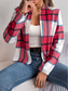cheap Print Coats-Women&#039;s Casual Jacket Comfortable Breathable Print Casual Plaid Vacation Street Daily Wear Going out Open Front Short Stand Collar Regular Fit Long Sleeve Outerwear Navy Red Green Summer Spring