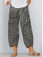 cheap Straight-Leg Pants-Women&#039;s Slacks Pants Trousers Vacation Vintage Ethnic Style Ankle-Length High Waist Graphic Abstract Geometic Elastic Waistband Comfy Breathability Soft Inelastic Outdoor Street Daily Dark Gray Black