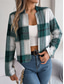 cheap Print Coats-Women&#039;s Casual Jacket Comfortable Breathable Print Casual Plaid Vacation Street Daily Wear Going out Open Front Short Stand Collar Regular Fit Long Sleeve Outerwear Navy Red Green Summer Spring