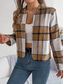 cheap Print Coats-Women&#039;s Casual Jacket Comfortable Breathable Print Casual Plaid Vacation Street Daily Wear Going out Open Front Short Stand Collar Regular Fit Long Sleeve Outerwear Navy Red Green Summer Spring